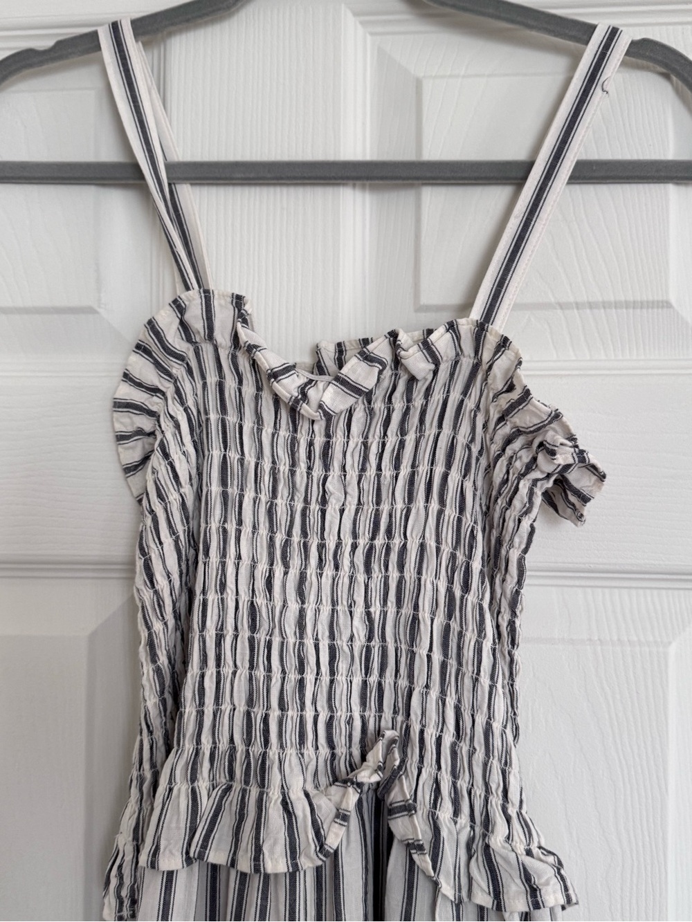 Universal Thread Navy and White Striped Smocked Camisole